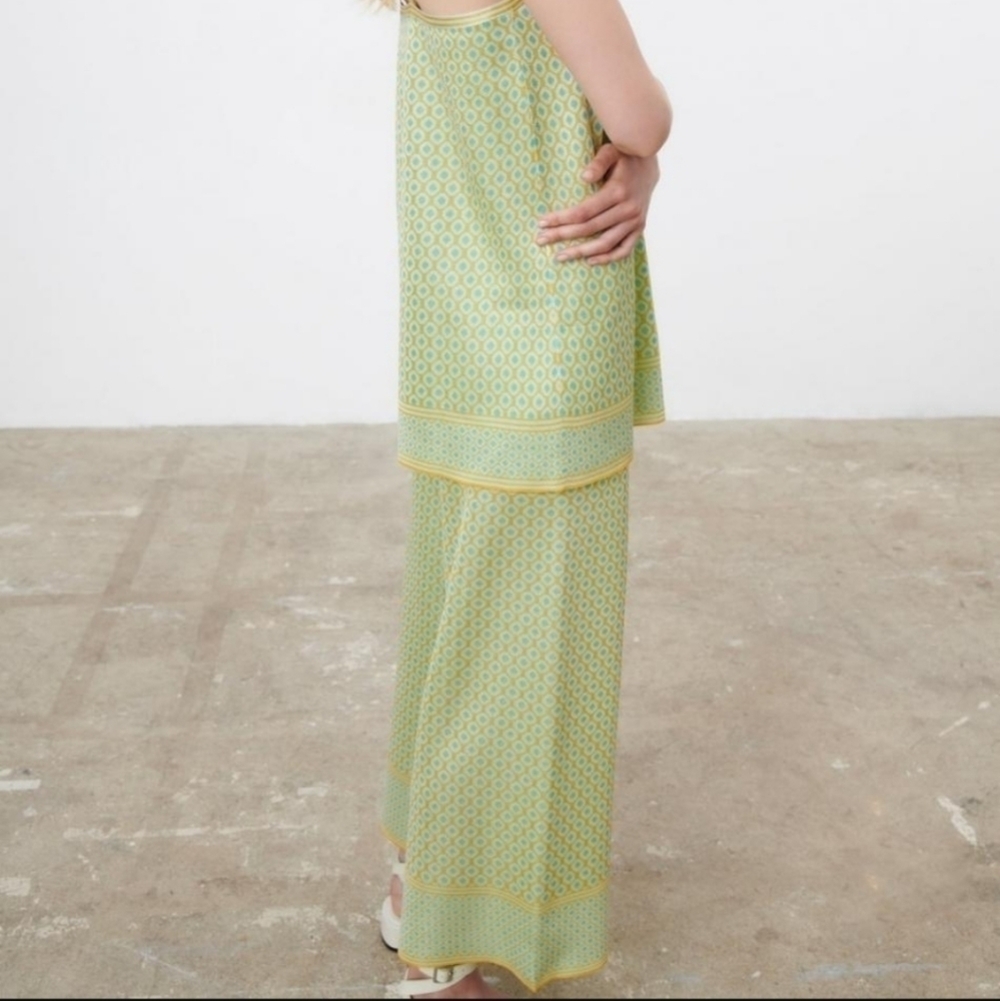 ZARA DIAMOND JACQUARD KNIT PANTS SIZE M - Picture 4 of 16